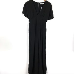 NWT LUSH V Neck Short Sleeve Black Jumpsuit Size M